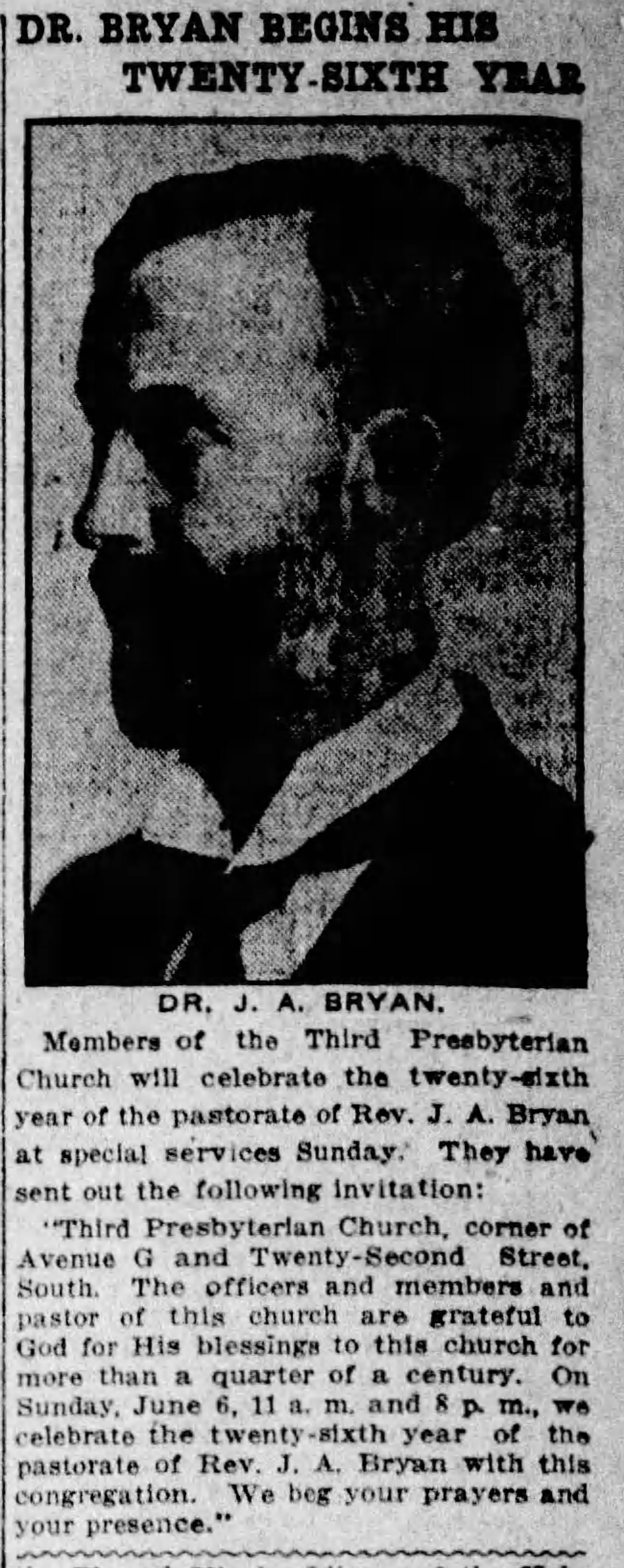 Dr. Bryan Begins His Twenty-Sixth Year